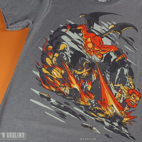 3/$15 Ghosts n Goblins Firebranded Graphic Tee NWT! - Gray, Size XS - Picture 8 of 16